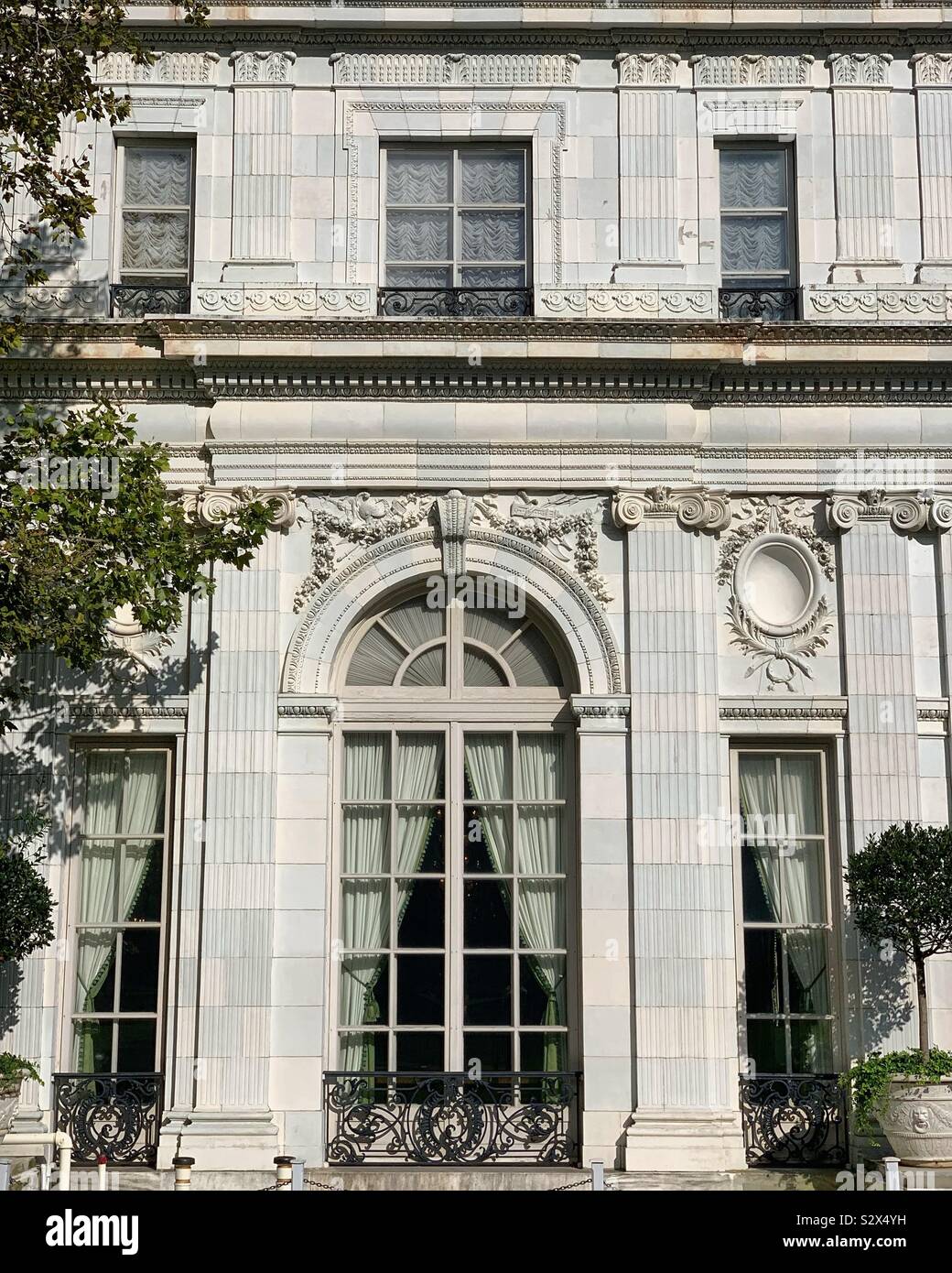 Detail of Rosecliff, a mansion designed by architects McKim Mead and White and completed in 1902, Newport, Rhode Island, United States. - Smartphone Captured Stock Image