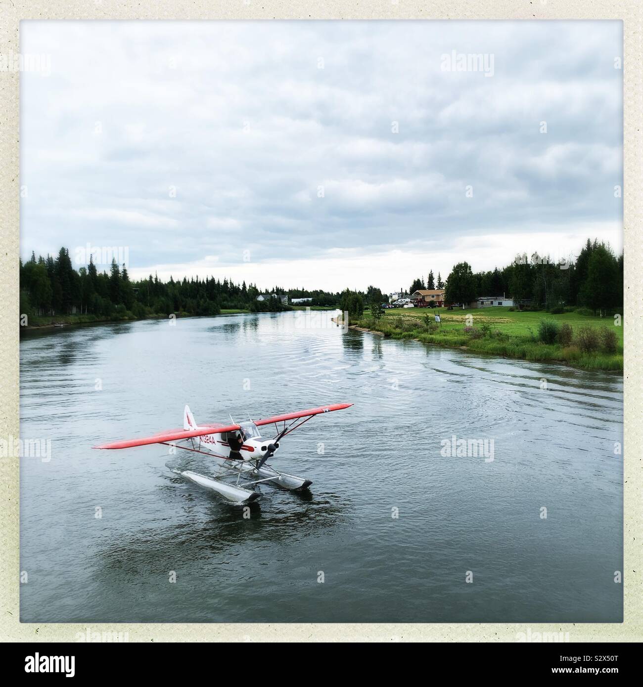 Bush plane Chena River, Alaska Stock Photo