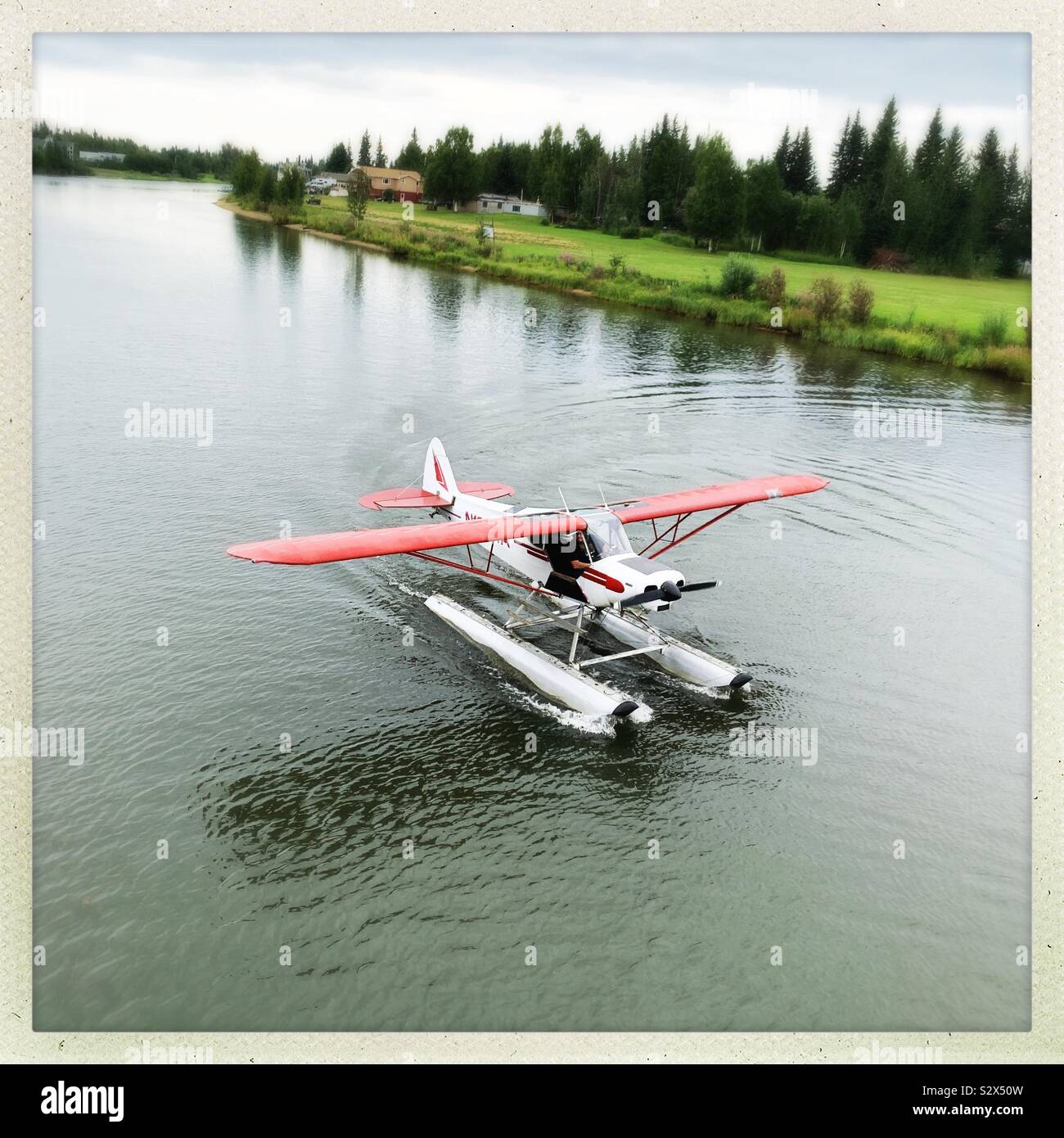 Bush plane Chena River, Alaska Stock Photo