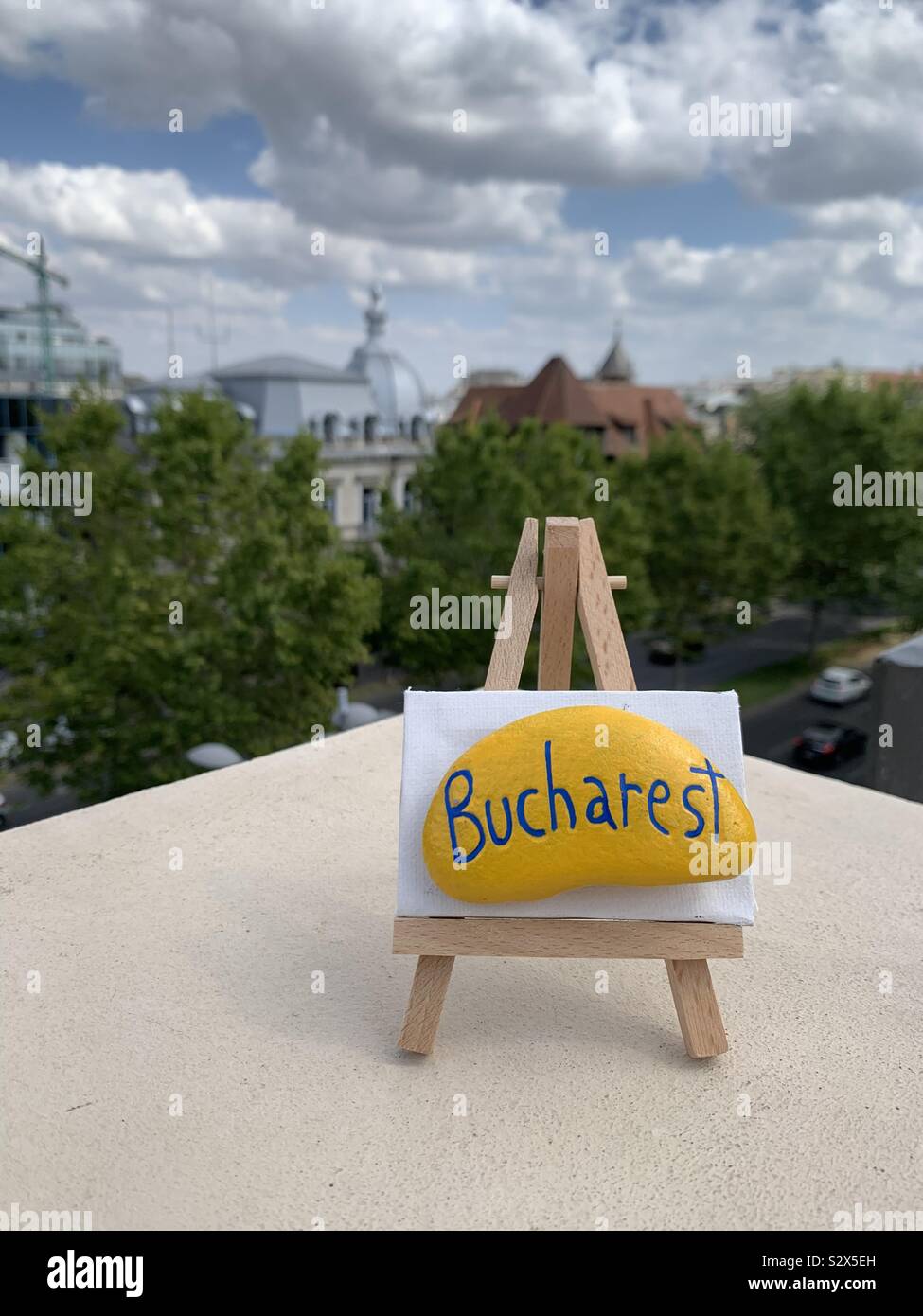 Visit Bucharest, creative postcard - Smartphone Captured Stock Image