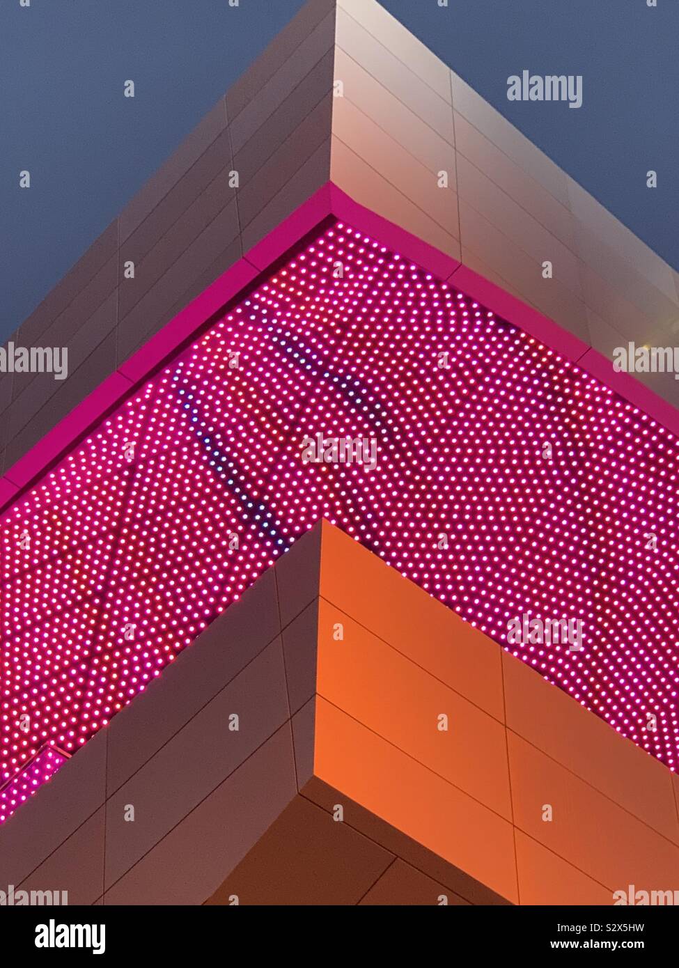 Abstract of a neon lit building Stock Photo Alamy