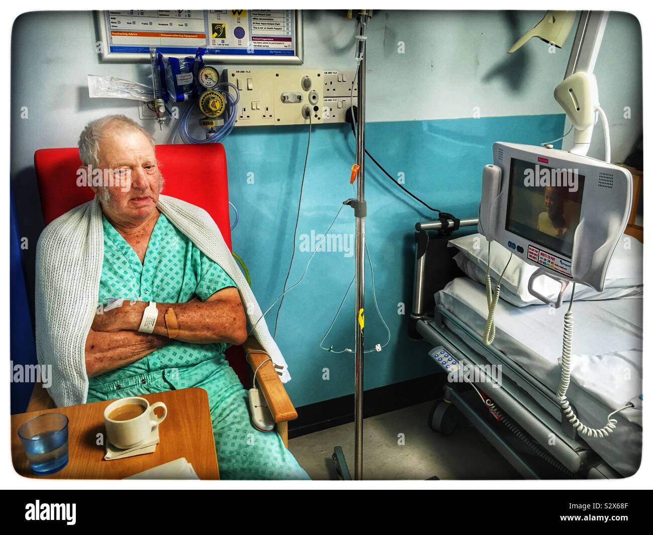 Elderly patient in hospital - Smartphone Captured Stock Image