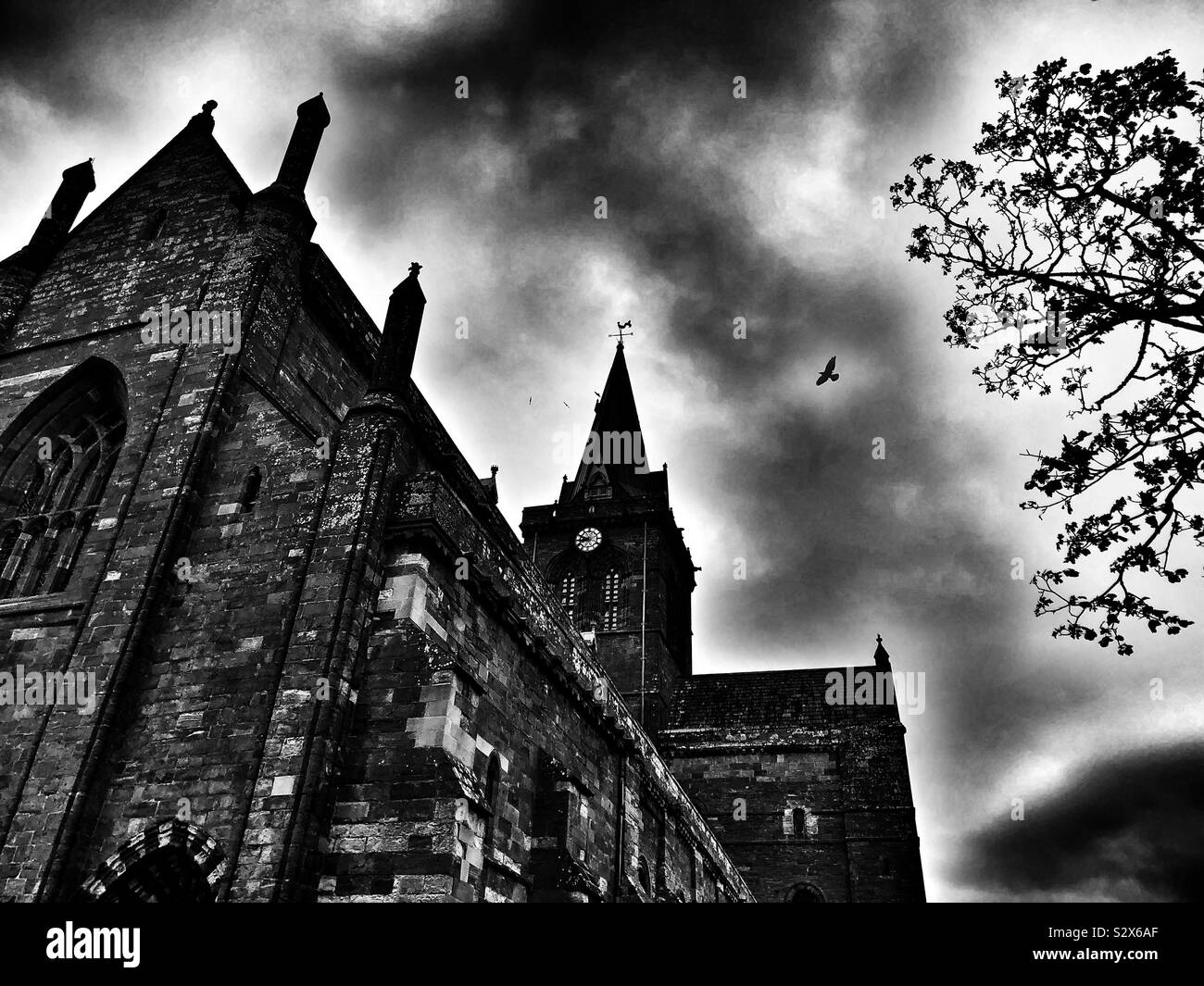 St Magnus Cathedral spire, Orkney Scotland - Smartphone Captured Stock Image