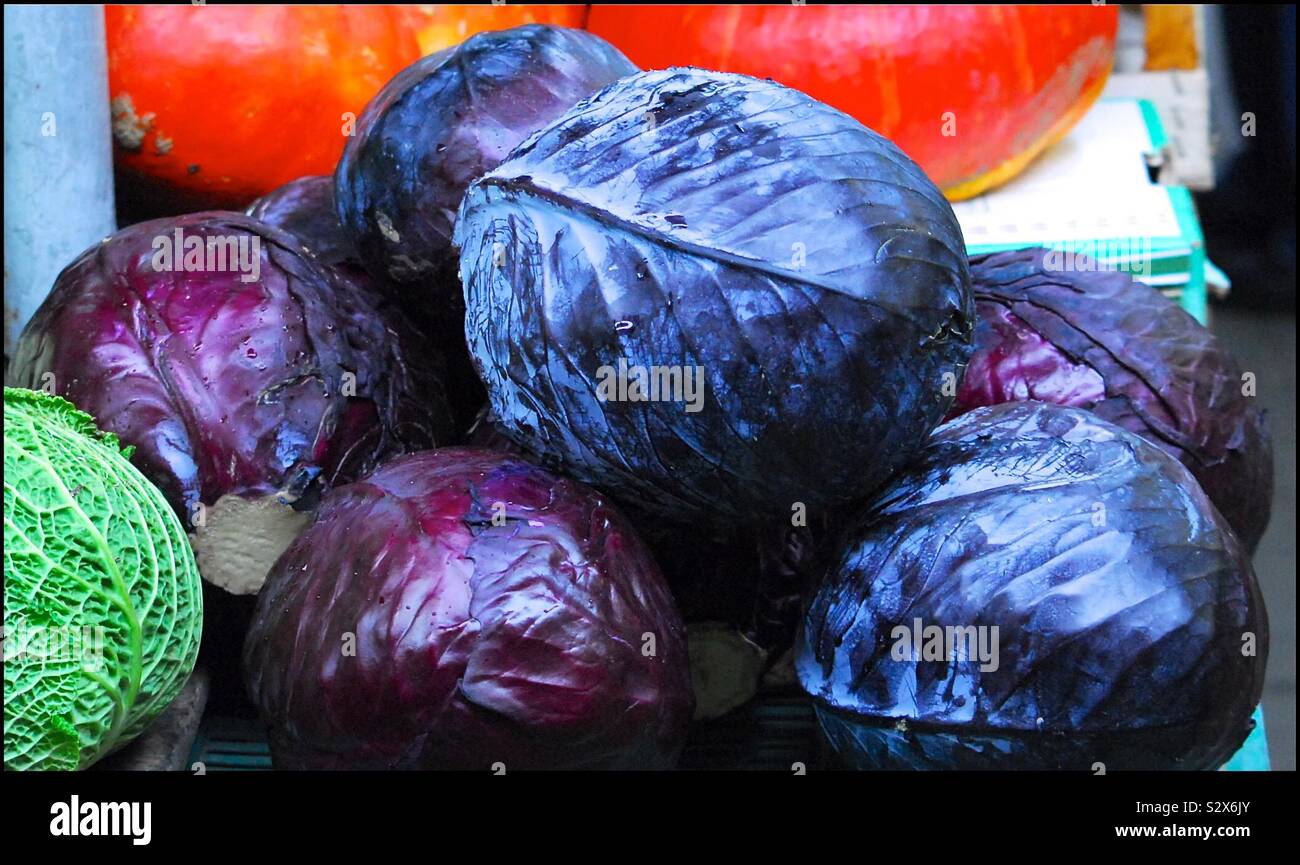 red cabbage in a street market Stock Photo Alamy