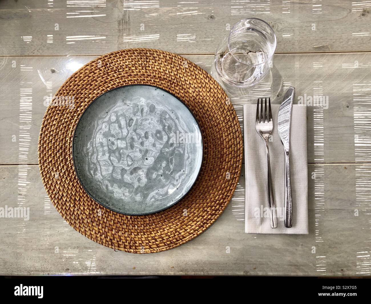 Place setting and n a restaurant - Smartphone Captured Stock Image