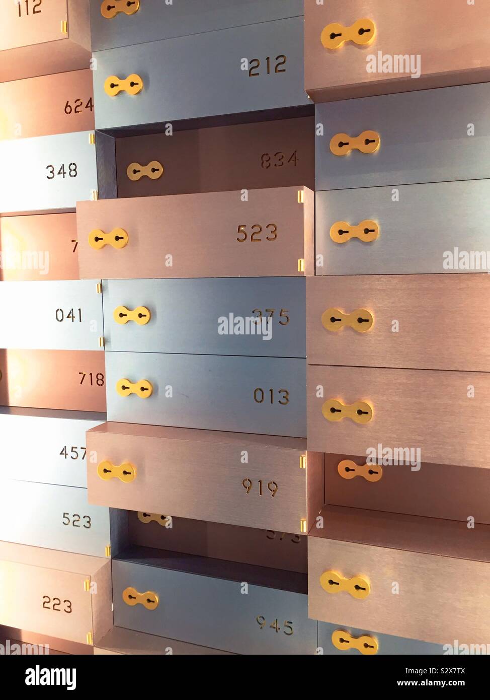 Safe deposit box that car is in the Saks fifth avenue high end jewelry department on the lower level of the fifth Avenue flagship store in midtown Manhattan, NYC, USA - Smartphone Captured Stock Image