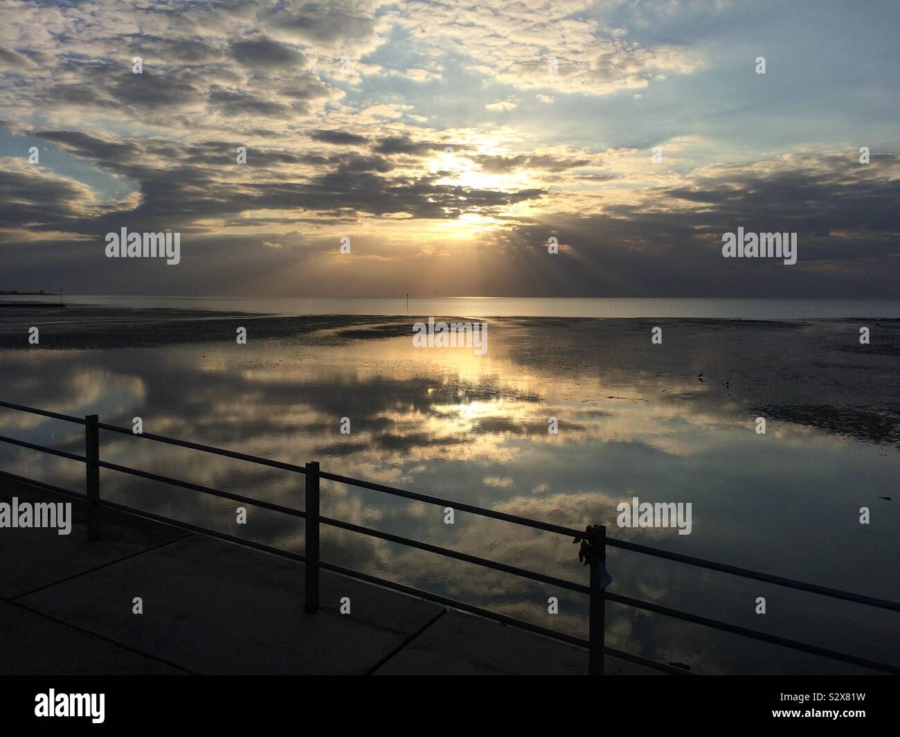 Beautiful sunset over Minnis bay, Kent - Smartphone Captured Stock Image