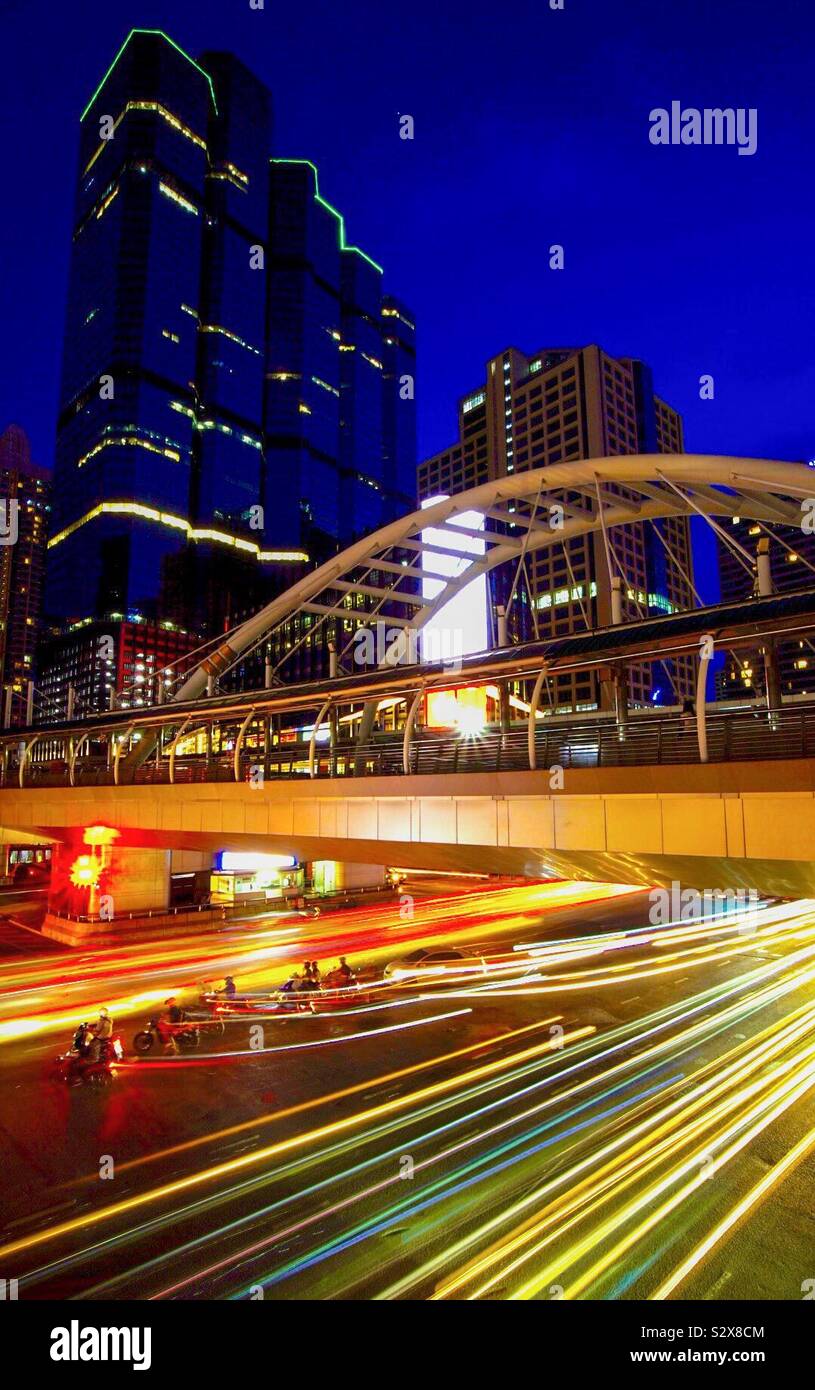 City junction light trails - Smartphone Captured Stock Image