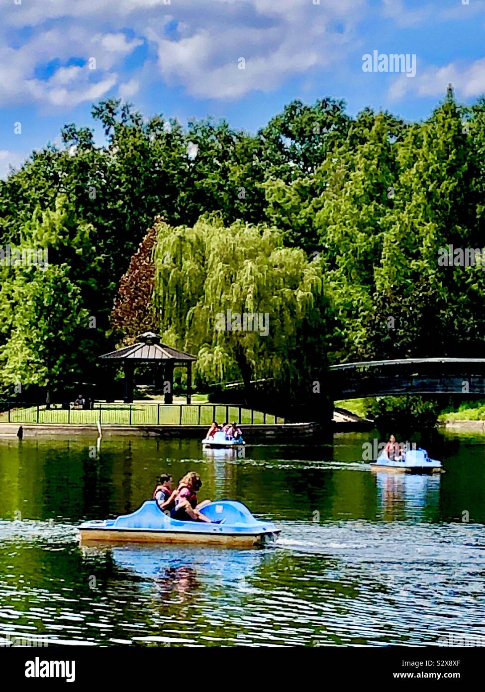 Pedal boats at Pullen Park , Raleigh, North Carolina Stock Photo