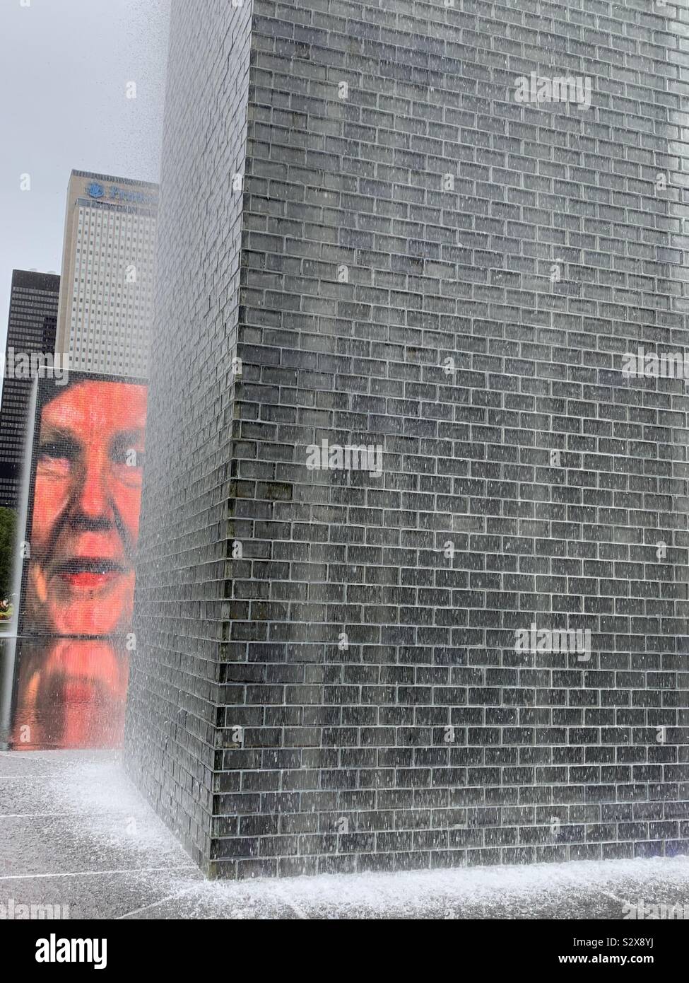 Emotions on the crown fountain, Chicago Stock Photo