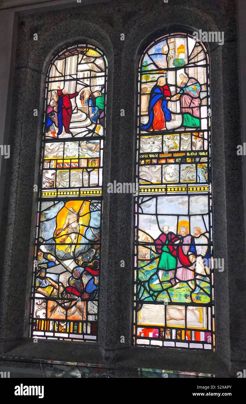 Stained Glass Window Inside Church On St.Michael’s Mount Cornwall UK