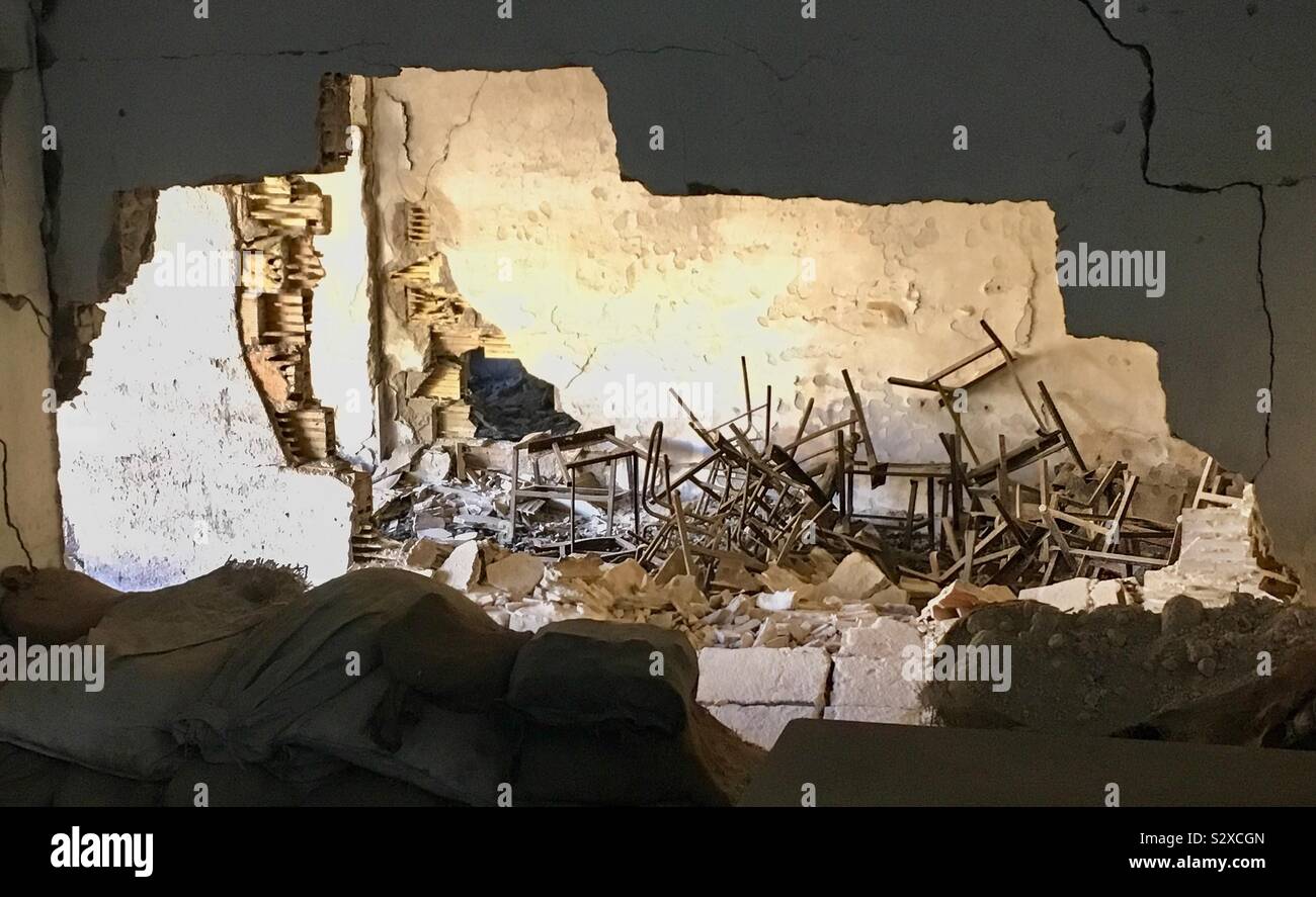 WarZone Classroom Debris Cyprus Stock Photo