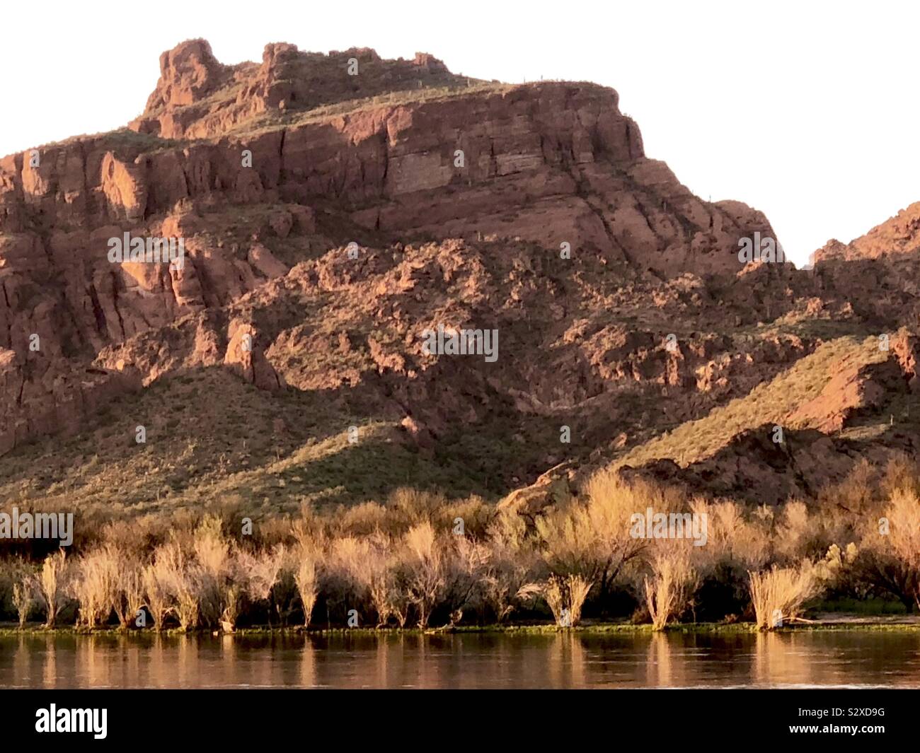 The Salt River passes by Red Mountain north or Mesa, Arizona Stock Photo