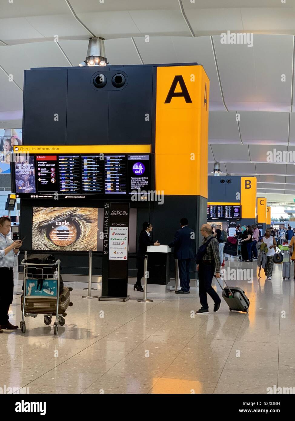 London, UK - 21 September 2019: Departure zones at Heathrow airport Terminal 2. Stock Photo