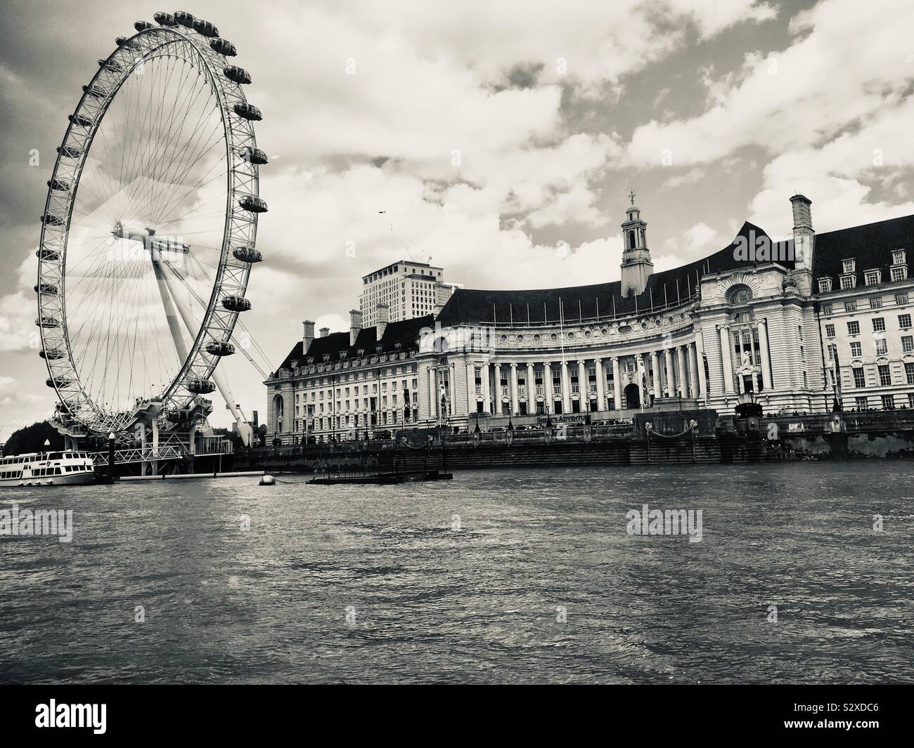 London Eye, River Thames, Greater London Council Building Stock Photo