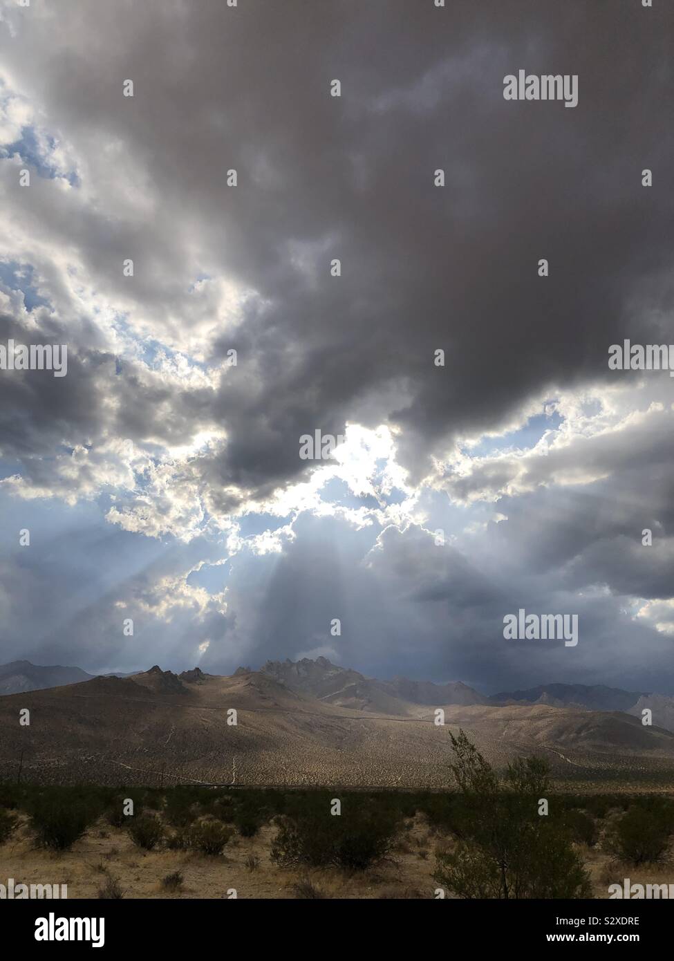 Storm clouds over Eastern Sierra Nevada mountains Stock Photo