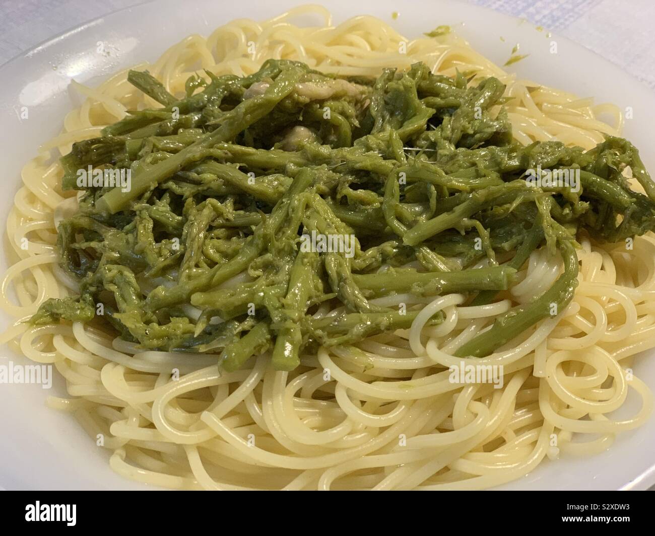 Noodles with asparagus - Smartphone Captured Stock Image