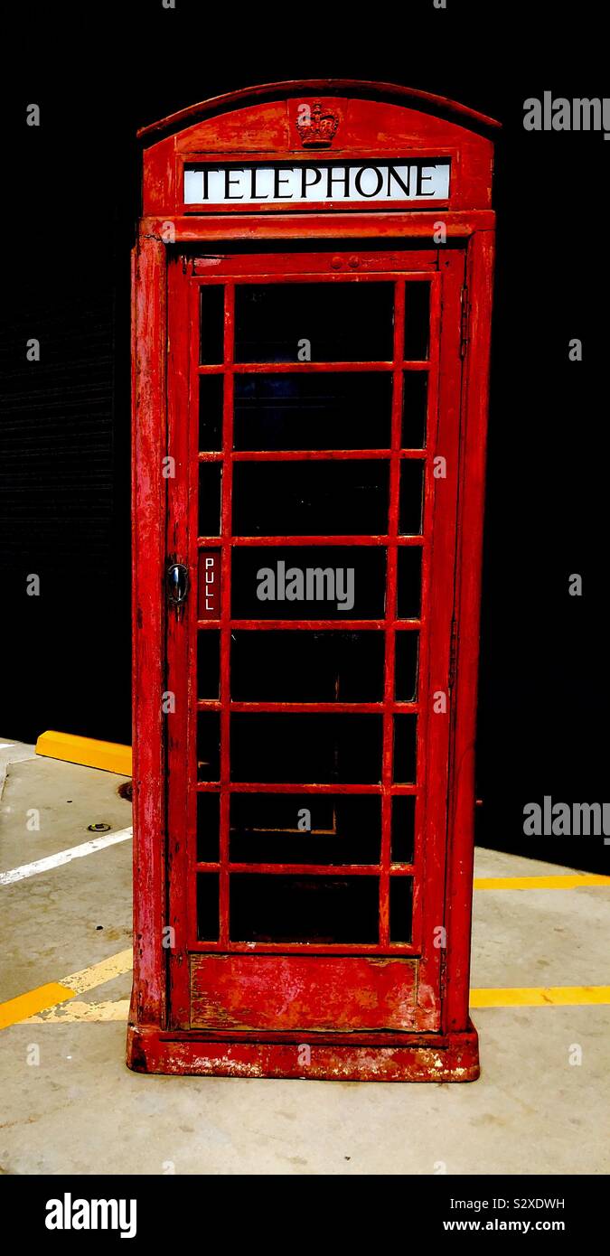 Antique red British pay telephone box Stock Photo