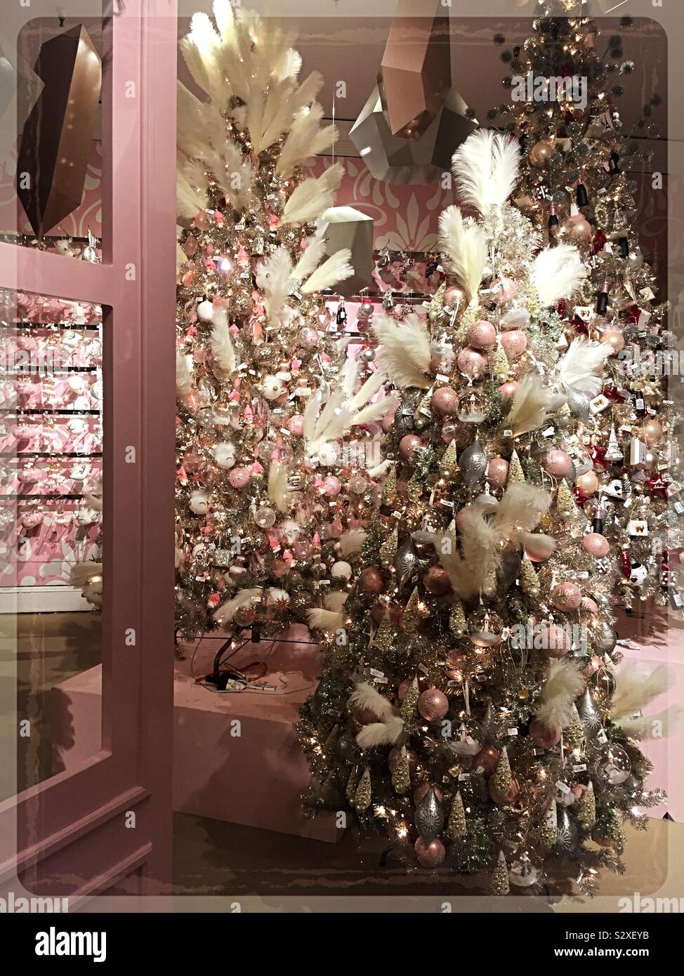 Macy’s flagship department store features an elaborate holiday lane department during the Christmas season, NYC, USA - Smartphone Captured Stock Image