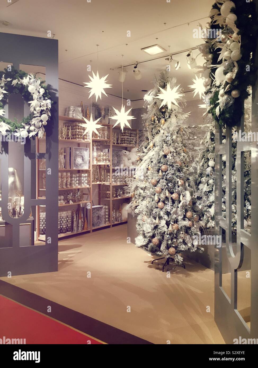 Macy’s flag ship department store features in elaborate holiday Lane department during the Christmas season, NYC, USA - Smartphone Captured Stock Image