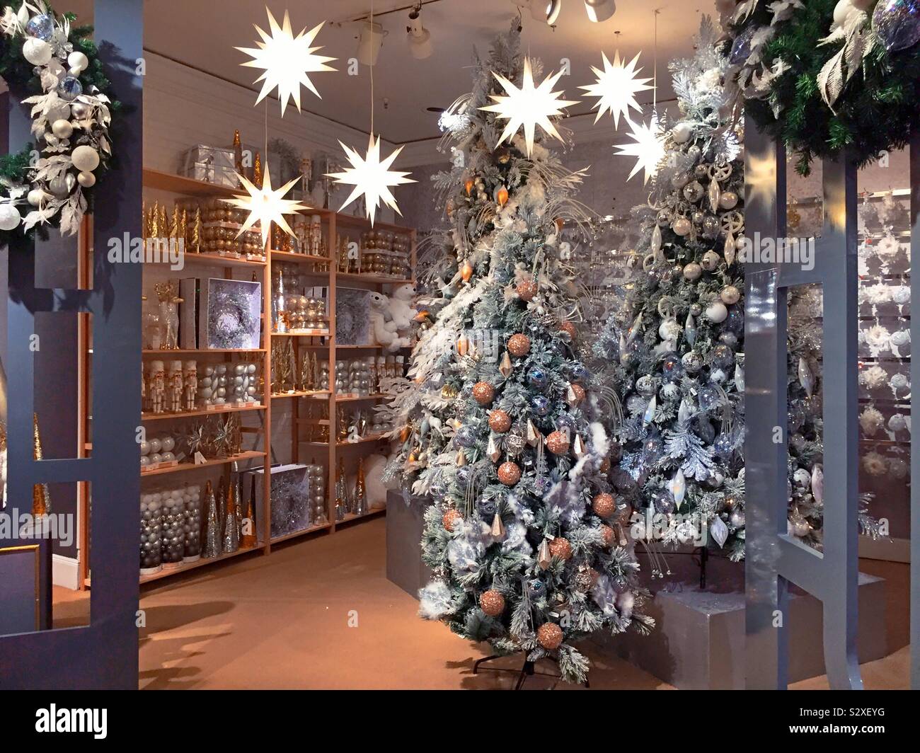 Macy’s flagship department store features an elaborate holiday lane department during the Christmas season, NYC, USA - Smartphone Captured Stock Image