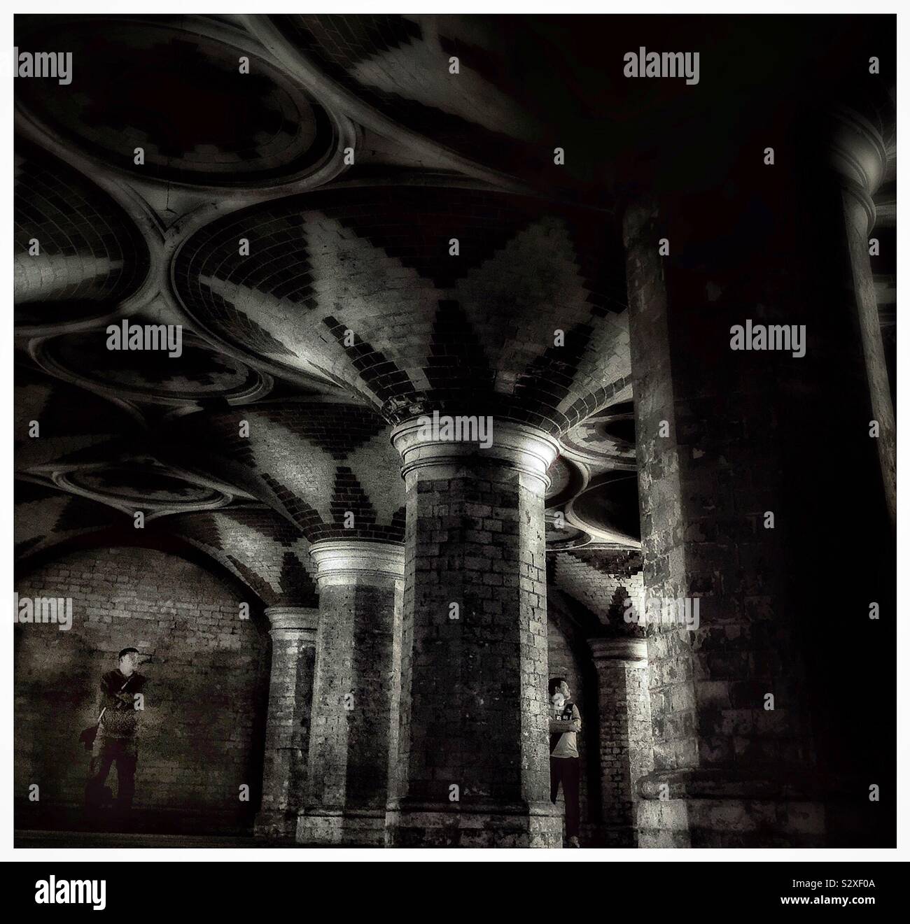 Visitors admire the architecture if the Crystal Palace subway. - Smartphone Captured Stock Image