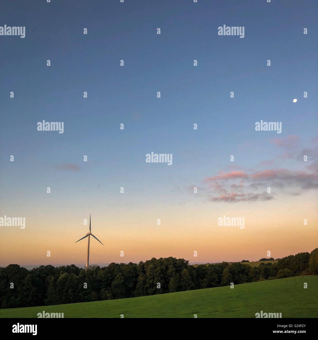 Wind turbine by moon light - Smartphone Captured Stock Image