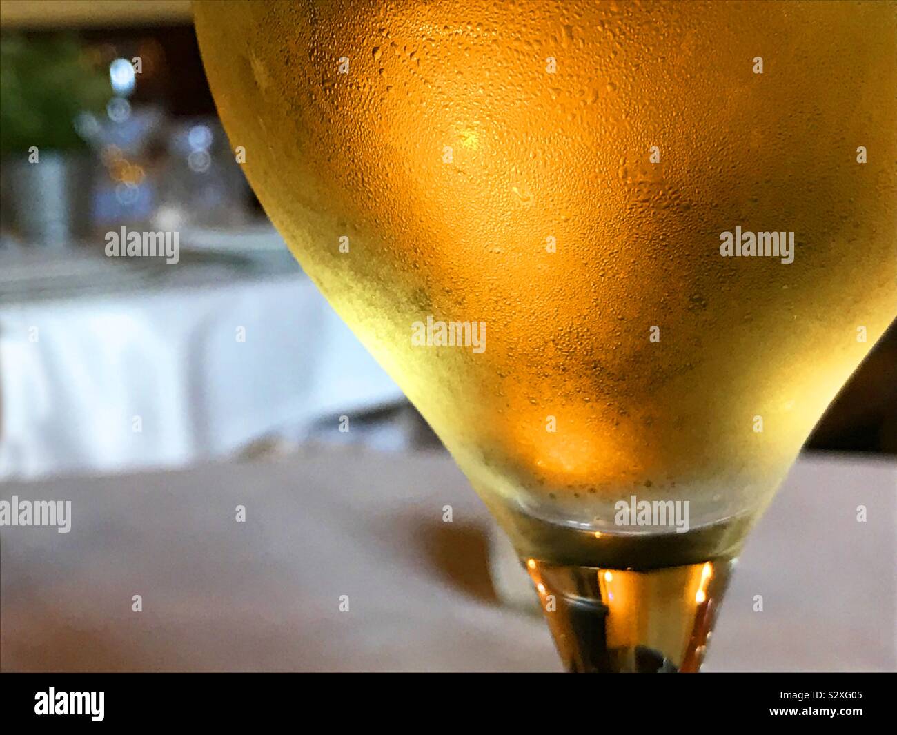 Glass of white wine. Close view. - Smartphone Captured Stock Image