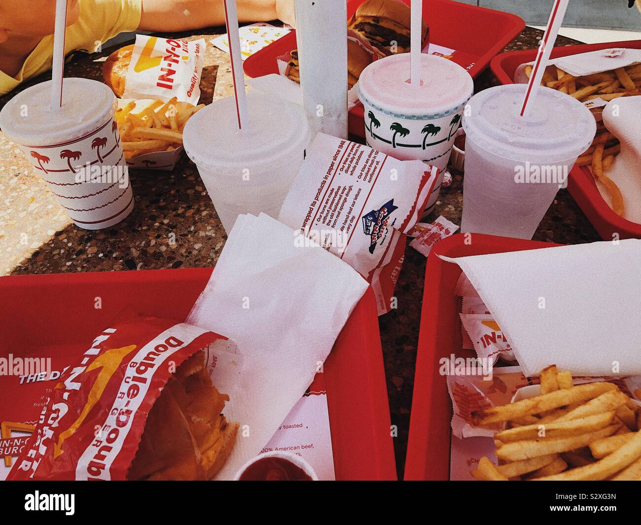 Food at in and out burger. Stock Photo