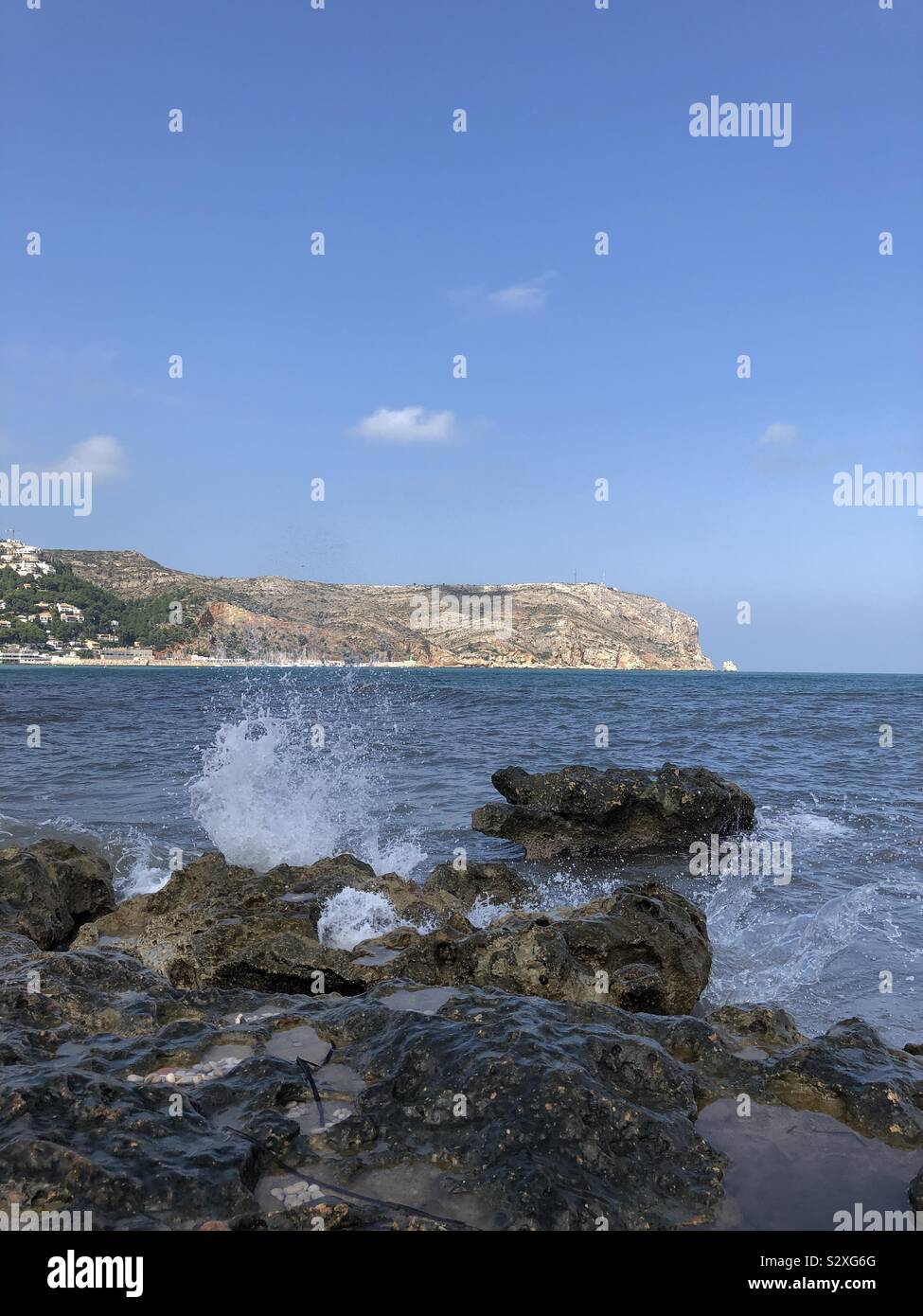 Rocky beach near Javea, Costa Blanca, Spain - Smartphone Captured Stock Image