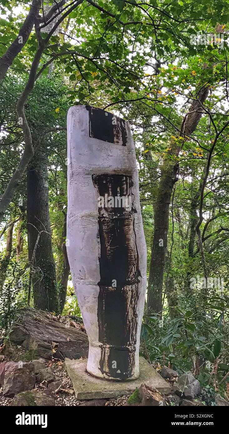 Ceramic Sculpture by Tony Lattimer called Companion At Tremenheere Sculpture Gardens - Cornwall UK - Smartphone Captured Stock Image