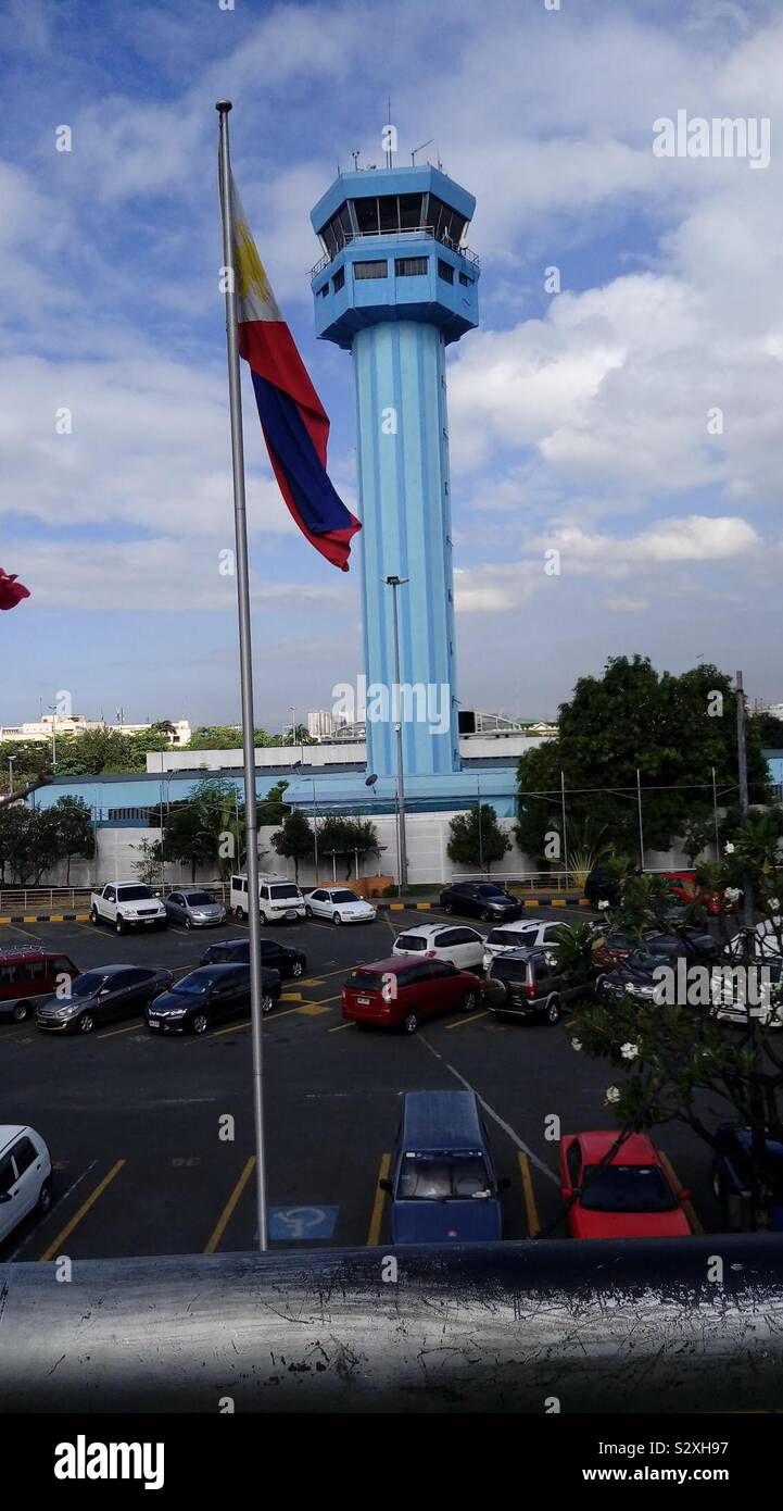 Philipines Manila airport control tower Stock Photo