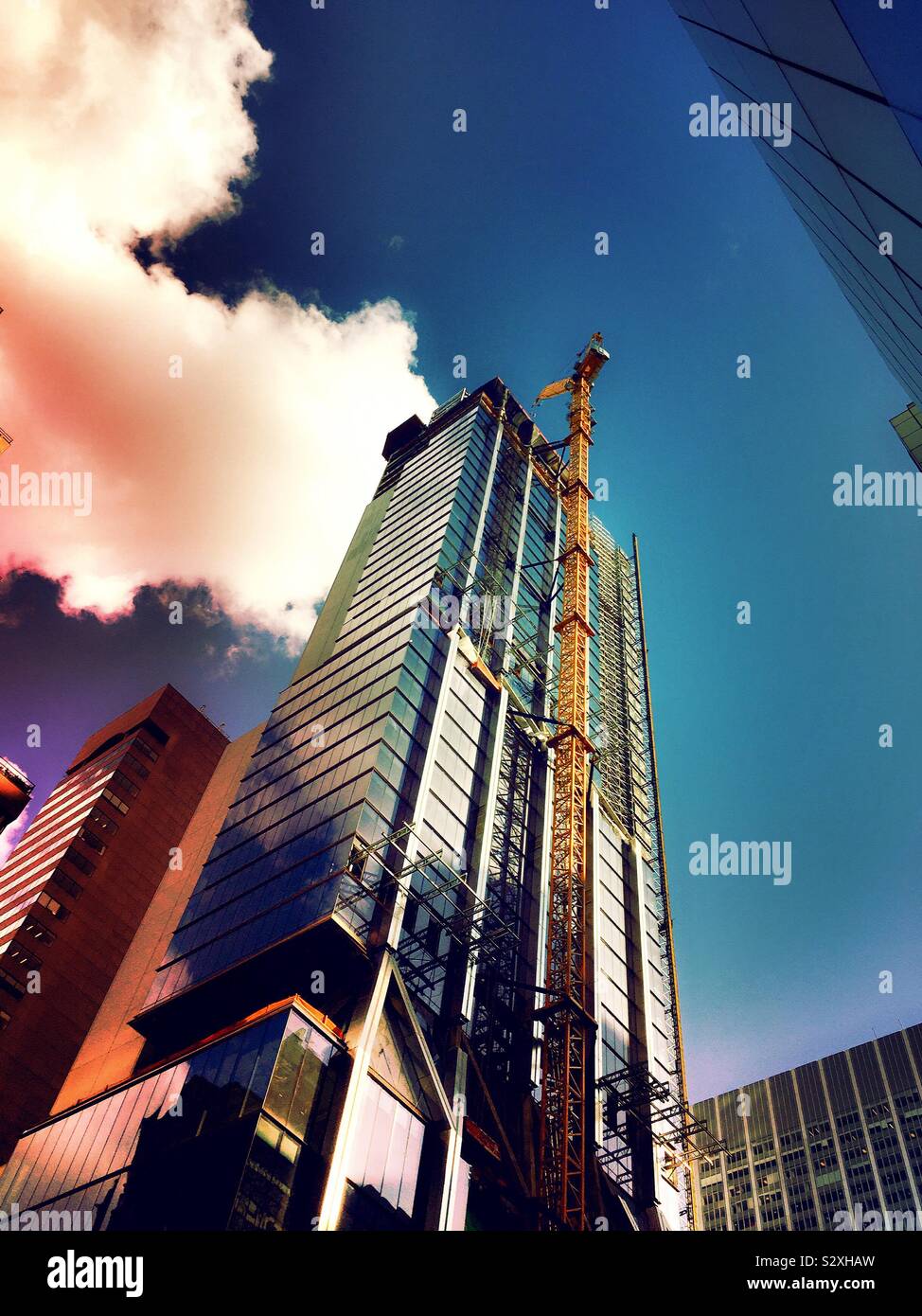 Skyscraper under construction in midtown Manhattan, NYC, USA Stock