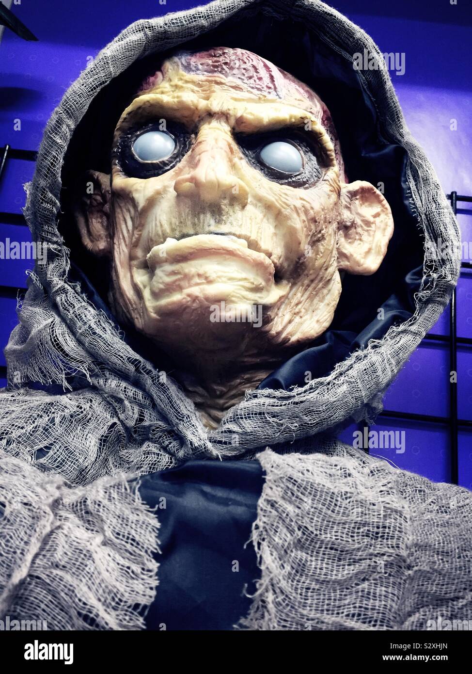 Halloween. Zombie figure with hood, USA - Smartphone Captured Stock Image