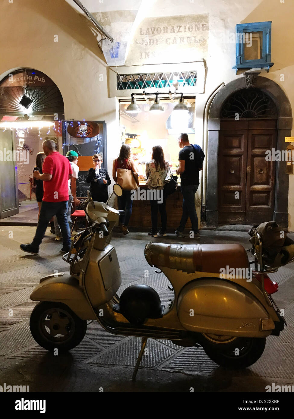Night time on the streets of Pisa - Smartphone Captured Stock Image