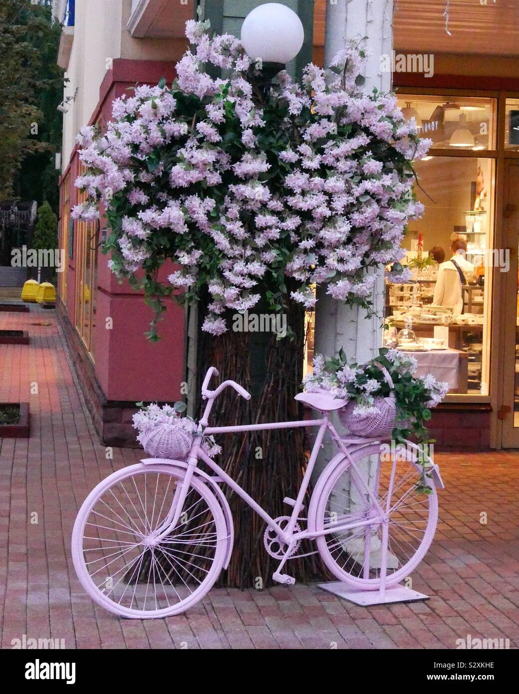Download Pink Bike With Flowers Stock Photo Alamy