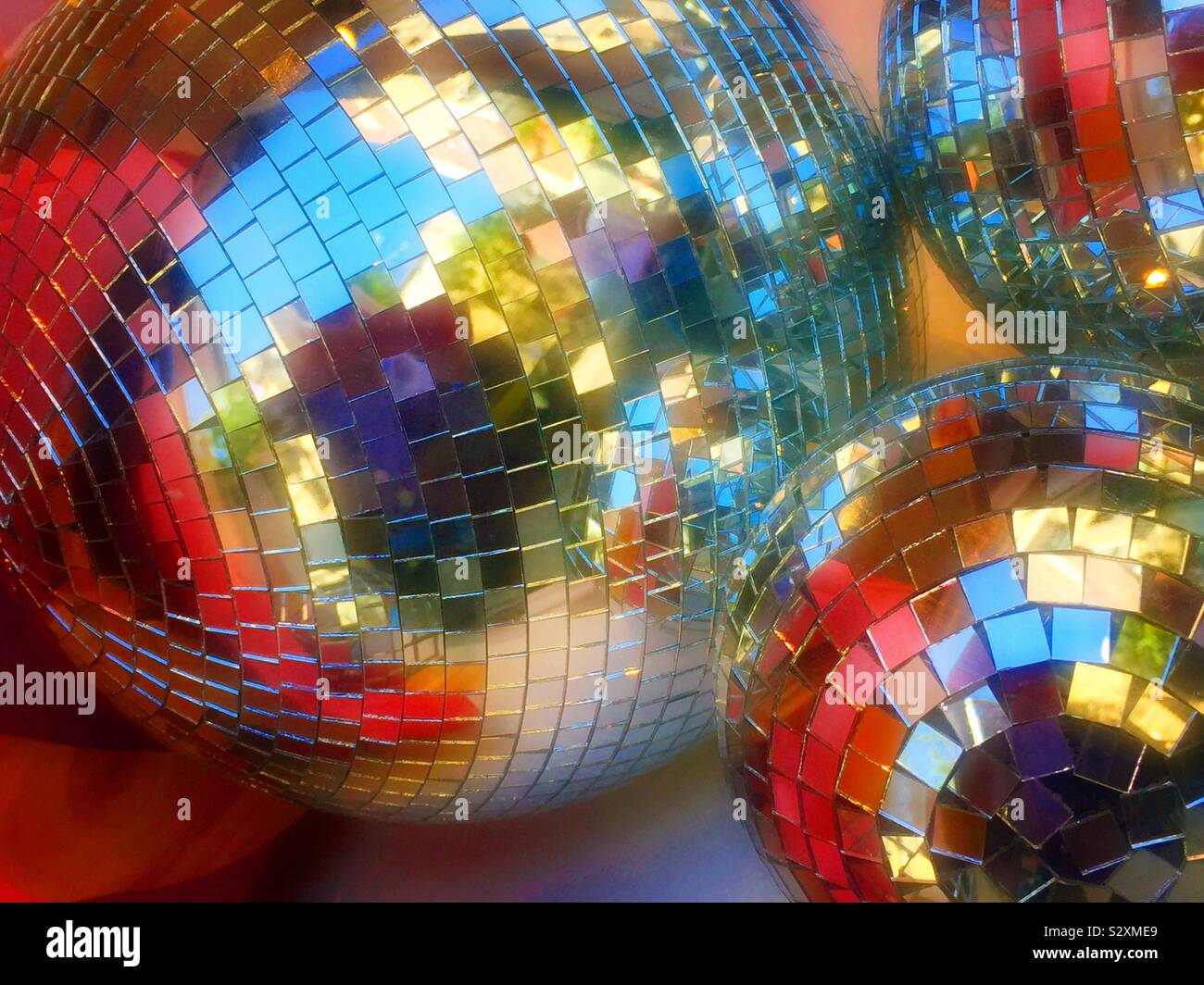 Close up of silver glittery disco balls, USA - Smartphone Captured Stock Image