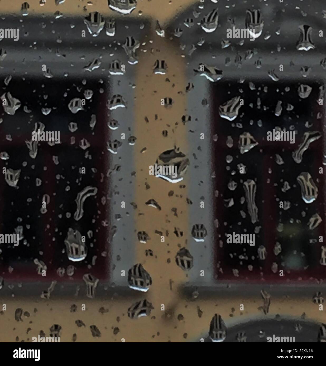Raindrops on window glass. Stock Photo