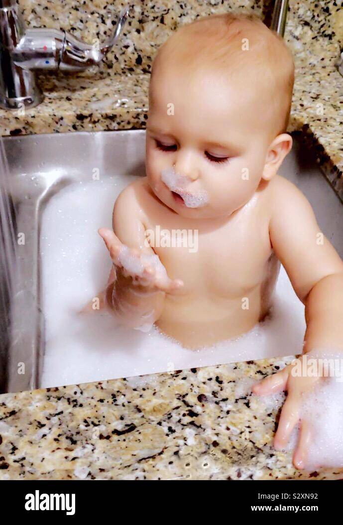 Baby bath bubbles Stock Photo Alamy