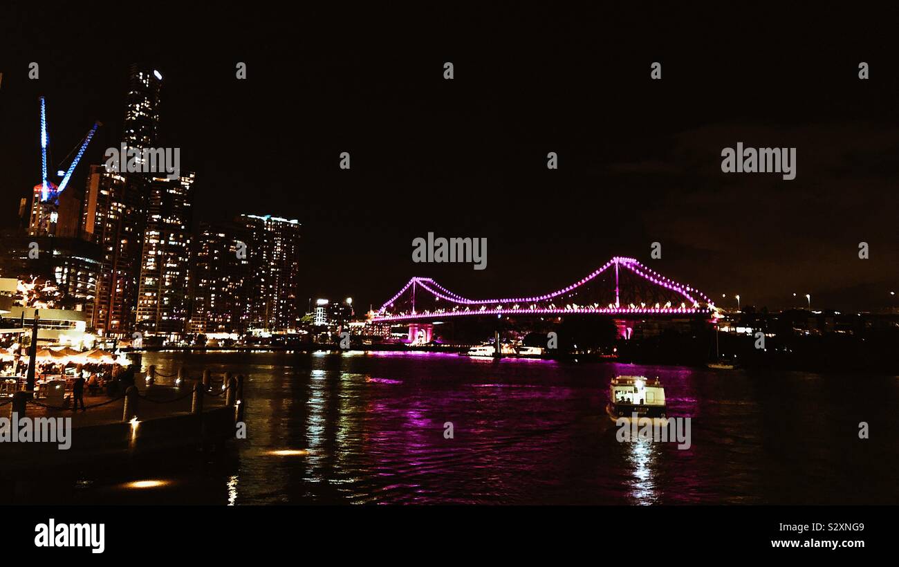 Brisbane River at Night - Smartphone Captured Stock Image