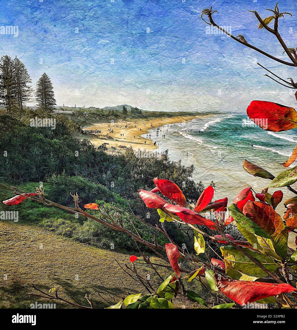 Looking down on Coolum Beach Queensland, Australia - Smartphone Captured Stock Image
