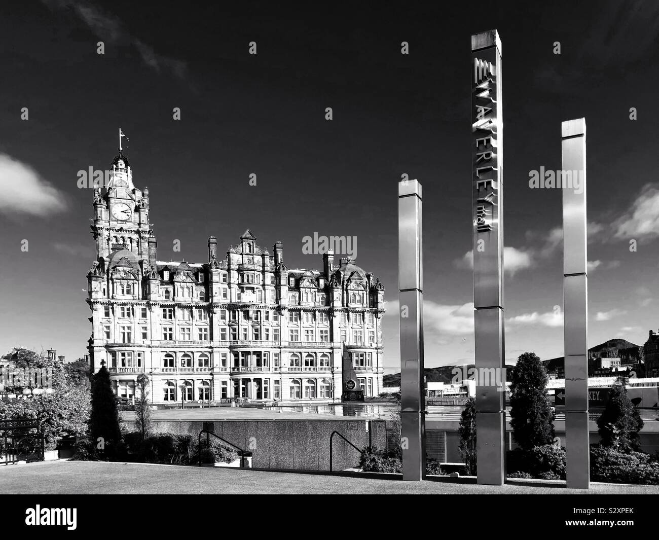 Balmoral hotel and Waverley mall, Edinburgh - Smartphone Captured Stock Image