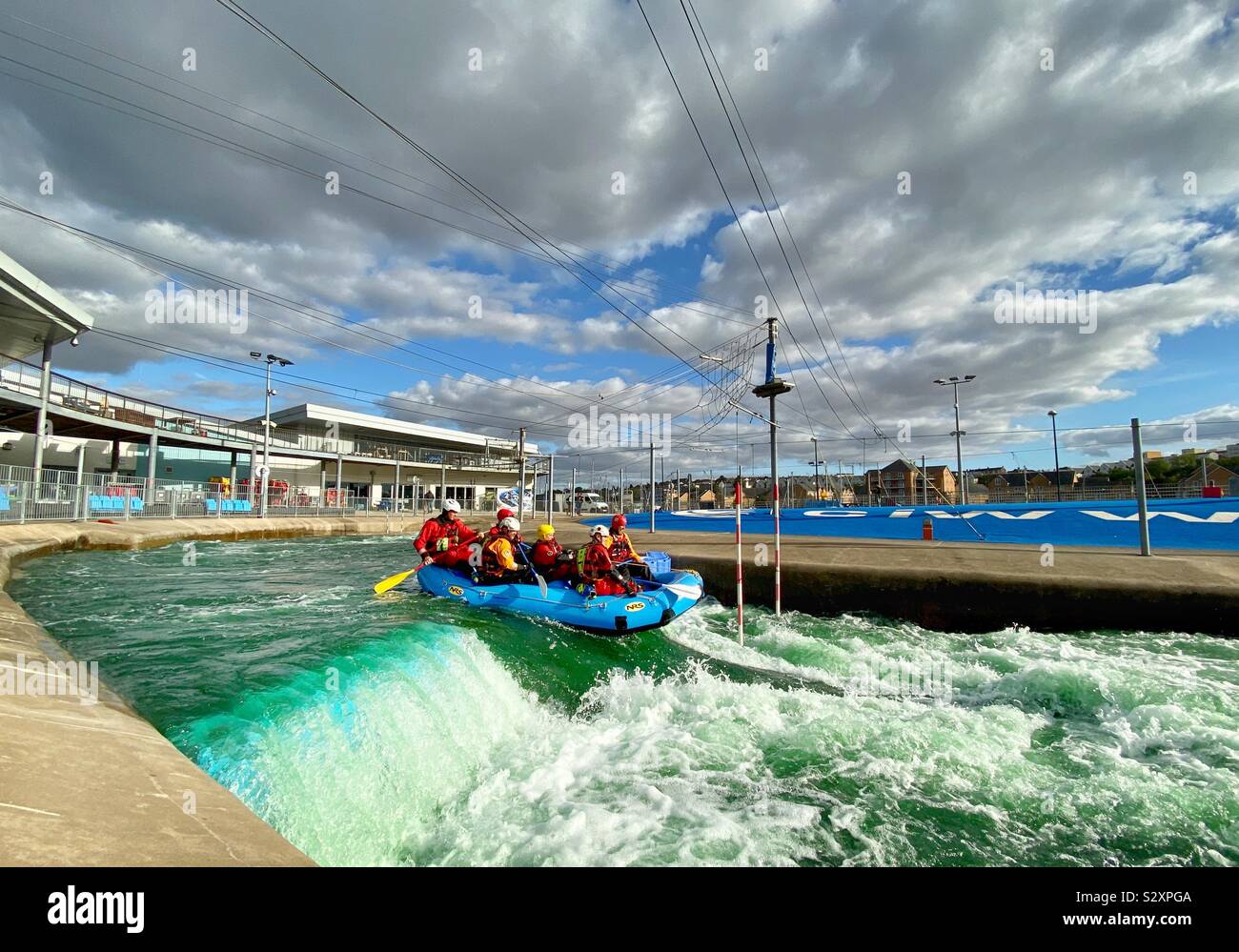 Rafting at the National White Water Centre in Cardiff, Wales - Smartphone Captured Stock Image