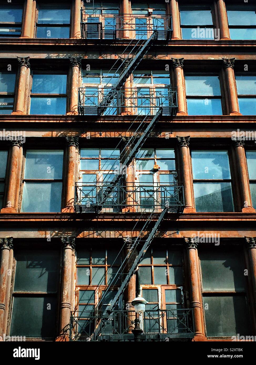 New York street facade with escapes Stock Photo