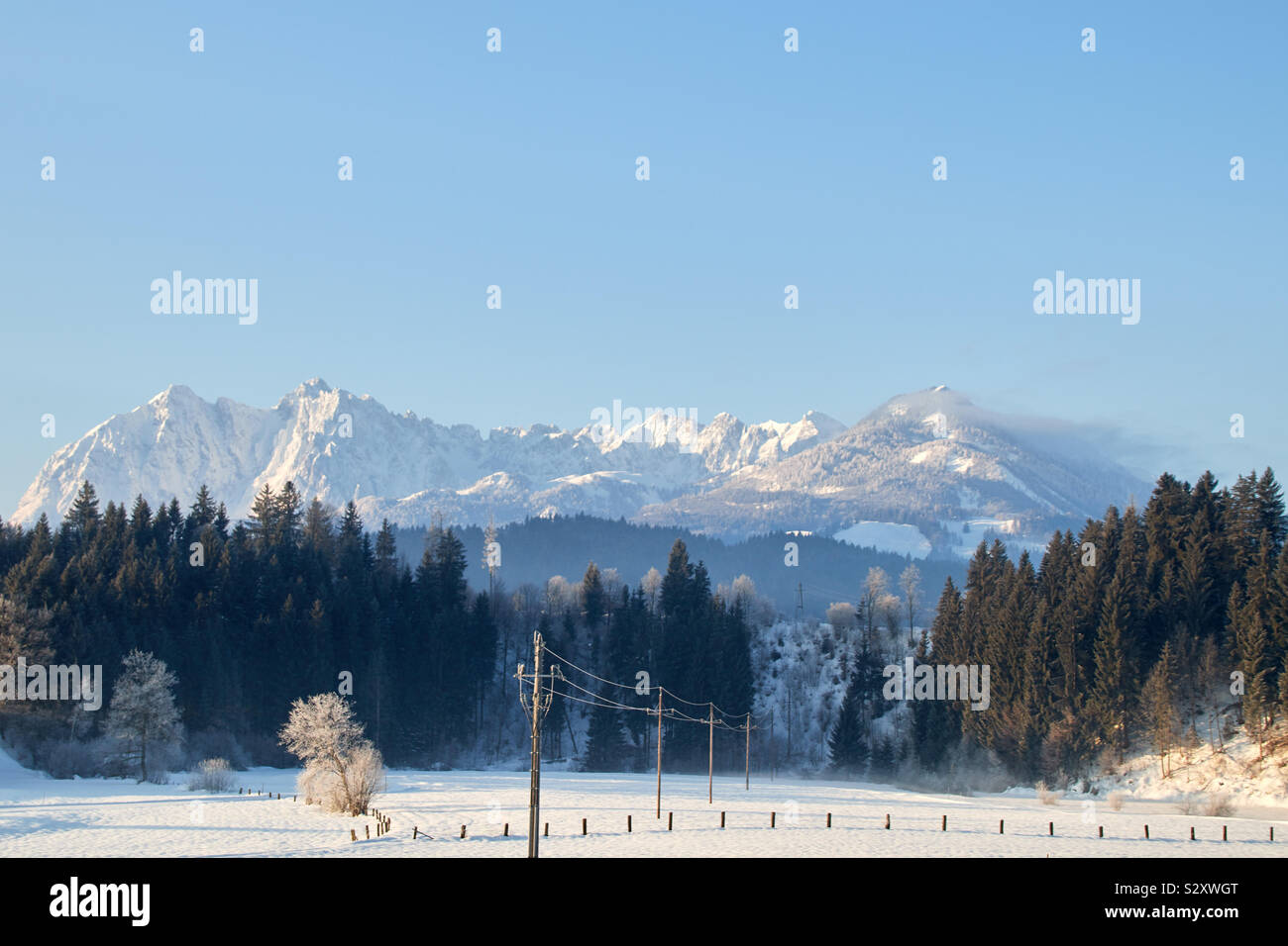 panorama of the wild emperor with view from the valley Kössen in tyrol austria Stock Photo