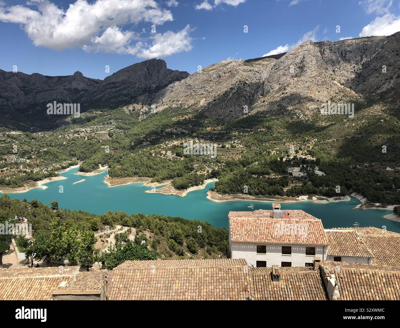 View of Guadalest reservoir and mountains near Benidorm, Spain Stock Photo