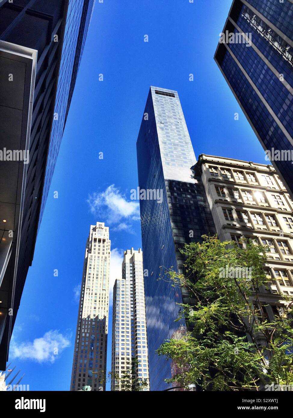 NEW YORK, USA - 17 MAY, 2019: Hilton hotels and resorts logo on the  building of Hilton in New York USA Stock Photo
