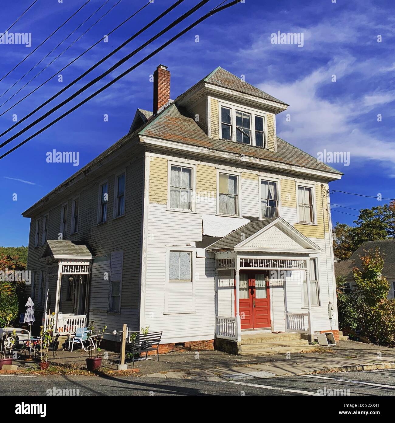 September view of a house in Conway, Massachusetts, United States - Smartphone Captured Stock Image