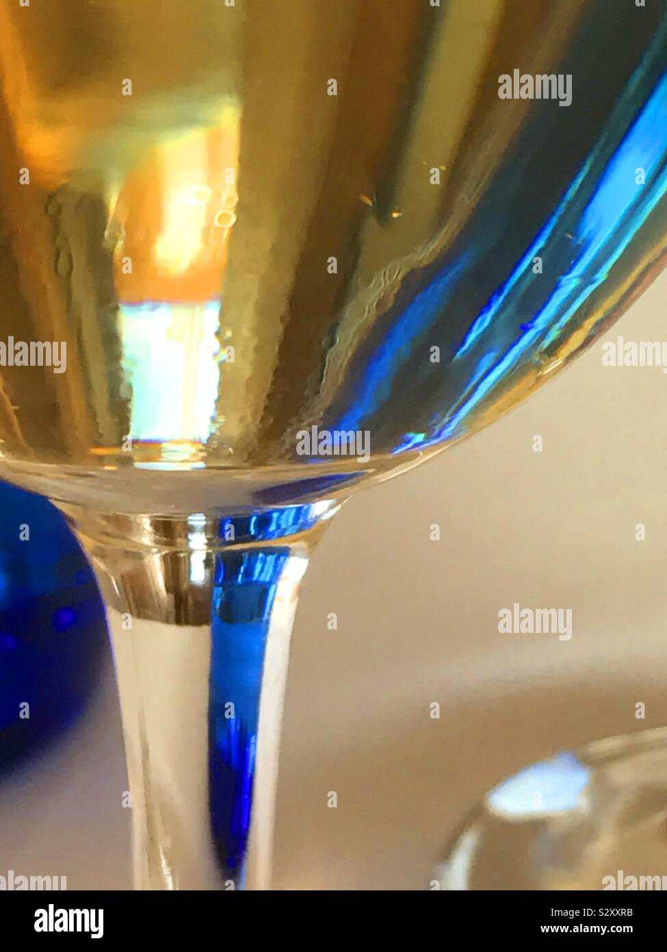 Glass of white wine. Close view. - Smartphone Captured Stock Image
