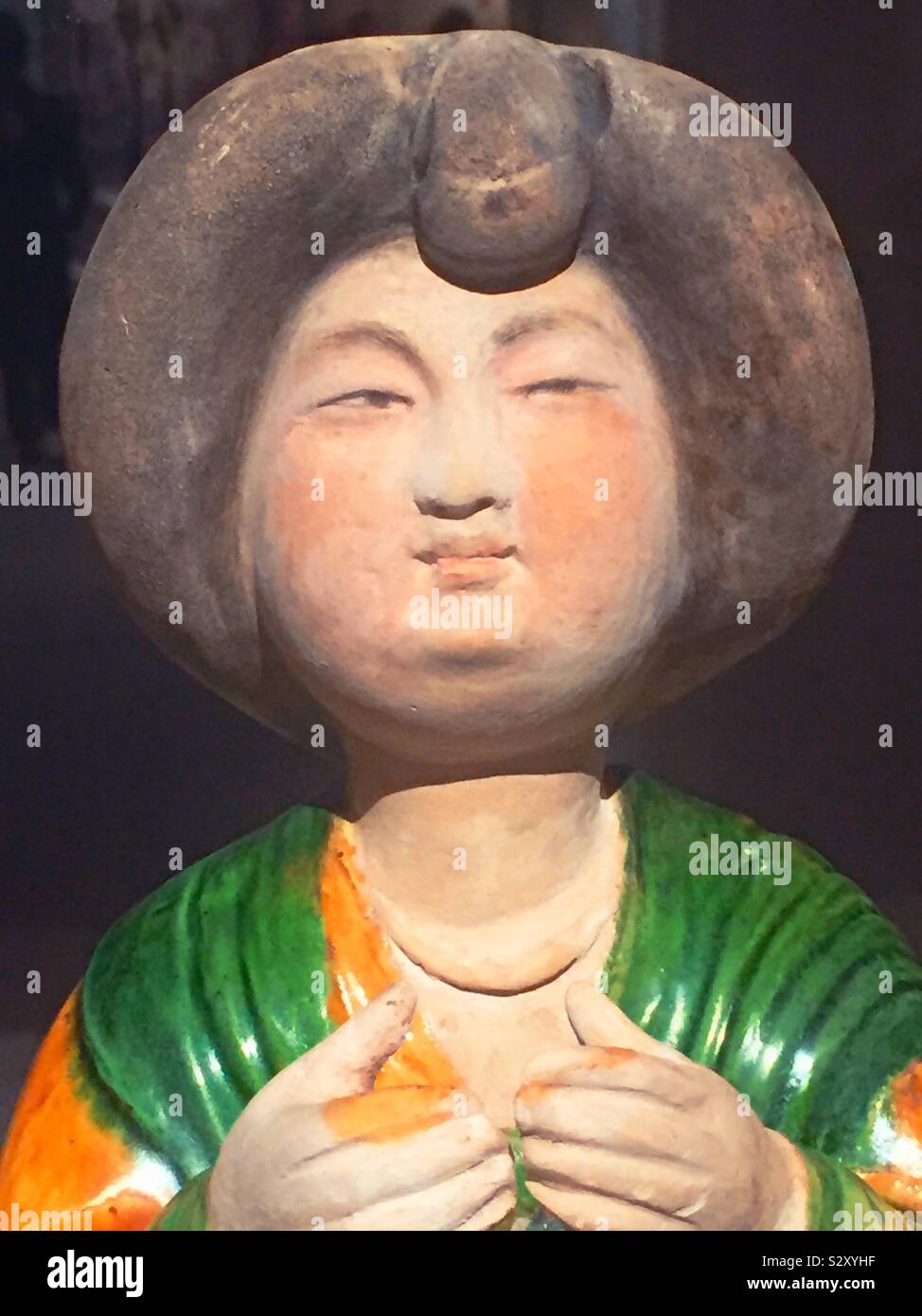 Antiquity ceramic statue from the Asian wing of the Metropolitan Museum of Art, NYC, USA Stock